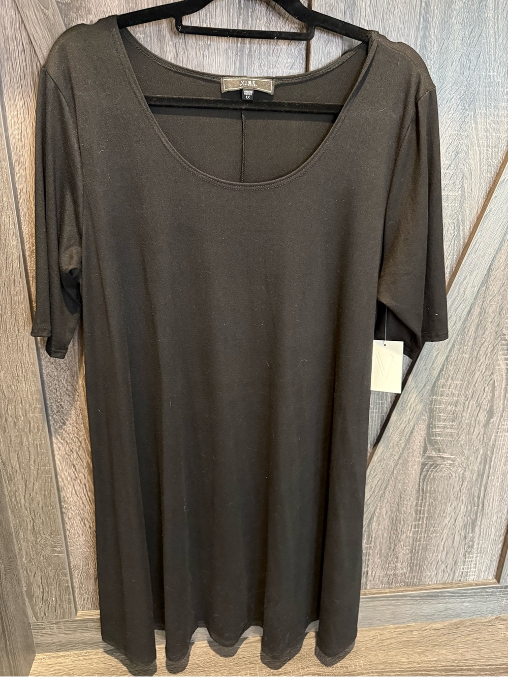 Vibe Black Scoop Neck Women's Tunic Top